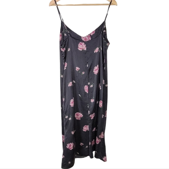Reformation Britten Dress Black Floral Midi Lauren Slit Silk Size Large - Picture 4 of 7